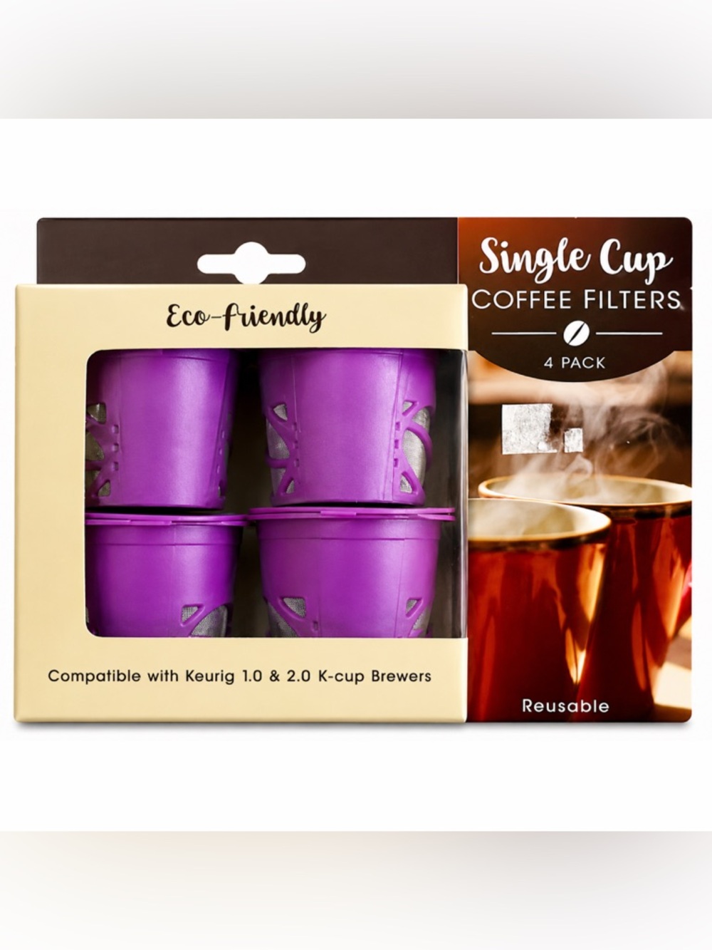 Reusable K Cup Coffee Filters 4 Pack Set Compatible Keurig 1.0 2.0 Purple NEW